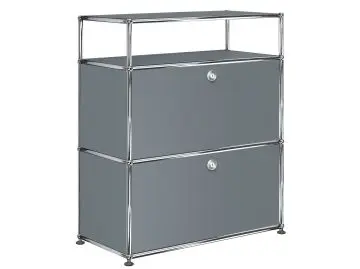 USM Haller Sideboard mit 2 Klappen und Aufbau (mittelgrau)