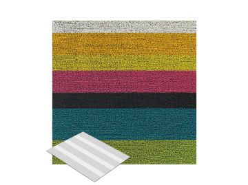Die Shag Bold Stripe Fußmatte (multi;S (46 x 71 cm)) zeichnet sich durch kräftige Querstreifen in Gelb, Grün, Pink, Schwarz, Petrol und Weiß aus - eine stilvolle Schmutzfangmatte für jeden Eingangsbereich.