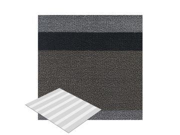 Die Shag Bold Stripe Fußmatte (silber/schwarz; M 61 x 91 cm) bietet ein strukturiertes, quadratisches Design mit horizontalen Streifen in Grau und Braun, ideal als stilvolle Schmutzfangmatte oder um Ihrem Raum ein auffälliges Muster zu verleihen.