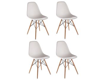 4er Set DSW - Eames Plastic Side Chair mit Holzgestell in ahorn