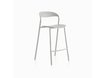 Der HAWI Barhocker (H65) (weiß) ist ein moderner, minimalistischer, weißer Barhocker mit geschwungener Rückenlehne und vier schlanken Beinen, inspiriert durch den eleganten Stil von Lapalma.