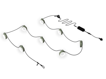 Fünf runde Lichterketten für den Außenbereich an einem schwarzen Kabel und einem Netzadapter - perfekt als Hoopik Girlande (Kaktus), um jeden Raum drinnen oder draußen zu erhellen.