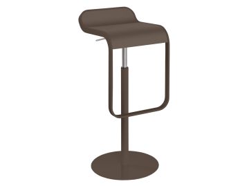 Der LEM Gestell und Sitz lackiert (caffè) (H66-79 cm) ist ein moderner brauner Barhocker mit geschwungenem Sitz, niedriger Rückenlehne und rundem Fuß.