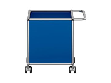 USM Haller Rollwagen / Aufbewahrungsbox in enzianblau-Frontansicht
