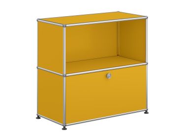 USM Haller Sideboard mit 1 Klapptür in goldgelb , Schrägansicht