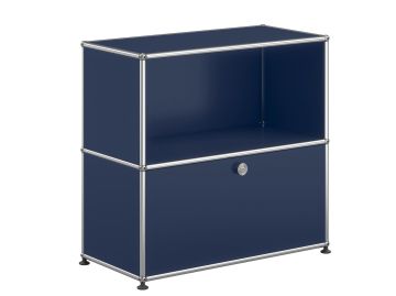 USM Haller Sideboard mit 1 Klapptür in stahlblau , Schrägansicht