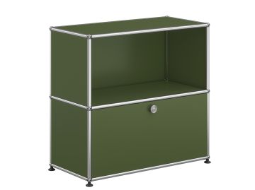USM Haller Sideboard mit 1 Klapptür in olivegrün , Schrägansicht