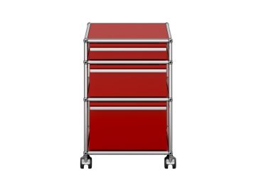 USM Haller Rollcontainer in rubinrot - Frontansicht
