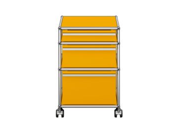 USM Haller Rollcontainer in goldgelb - Seitenansicht