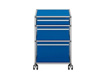 USM Haller Rollcontainer in enzianblau - Frontansicht