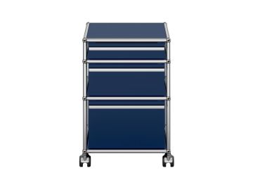 USM Haller Rollcontainer in stahlblau - Frontansicht