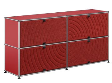USM Haller Sideboard mit 4 Soft Panels (USM rubinrot)