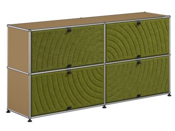 USM Haller Sideboard mit 4 Soft Panels in USM beige mit Metallrahmen - ein echter Designklassiker für stilvolle Aufbewahrung.