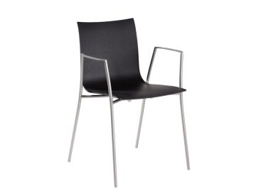 Schlanker, minimalistischer schwarzer Stuhl thin S15 aus zweiter Hand mit schlanken Metallbeinen und offenen Armlehnen, inspiriert von Karri Monnis lapalma thin Stuhl.