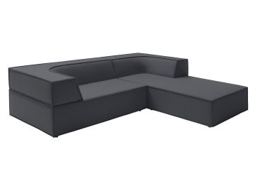 Das Trio Récamiere rechts ist ein dunkelgraues, modernes L-förmiges Sofa mit klaren Linien und kastenförmigen Kissen, das stilvolle Vielseitigkeit für jeden Raum bietet.