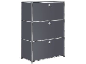 USM Haller Highboard mit 3 Klappen in anthrazitgrau , Schrägansicht