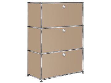 USM Haller Highboard mit 3 Klappen in beige , Schrägansicht