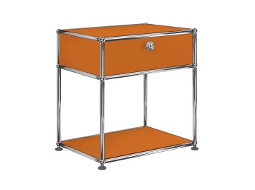 USM Haller Nachttisch Höhe 56,5 cm in reinorange , Schrägansicht
