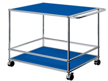 USM Haller Servierwagen Höhe 575 mm  in enzianblau , Schrägansicht 