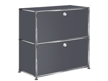 USM Haller Sideboard mit 2 Klappen in anthrazitgrau , Schrägansicht