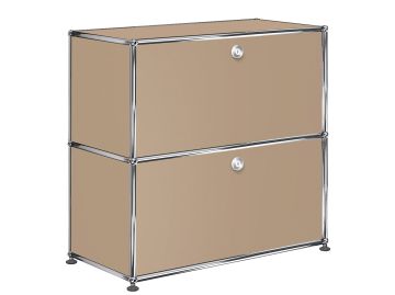 USM Haller Sideboard mit 2 Klappen in beige , Schrägansicht