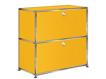 USM Haller Sideboard mit 2Klappen in goldgelb , Schrägansicht