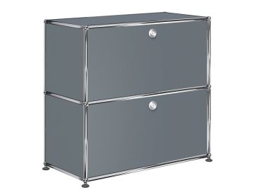 USM Haller Sideboard mit 2 Klappen in mittelgrau , Schrägansicht
