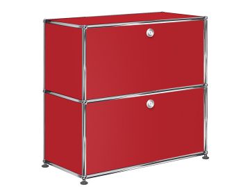 USM Haller Sideboard mit 2 Klappen in rubinrot , Schrägansicht