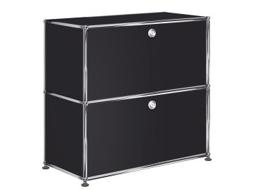 USM Haller Sideboard mit 2 Klappen in graphitschwarz , Schrägansicht