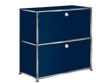 USM Haller Sideboard mit 2 Klappen in stahlblau , Schrägansicht