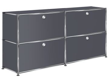 USM Haller Sideboard mit 4 Klappen in anthrazitgrau , Schrägansicht