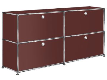 USM Haller Sideboard mit 4 Klappen in braun , Schrägansicht 