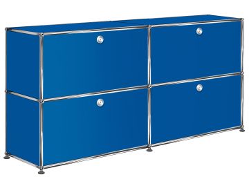 USM Haller SIdeboard mit 4 Klappen in enzianblau , Schrägansicht