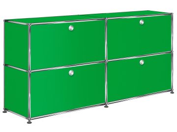 USM Haller Sideboard mit 4 Klappen in grün , Schrägansicht
