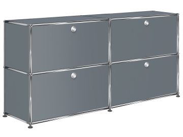 USM Haller Sideboard mit 4 Klappen in mittelgrau , Schrägansicht