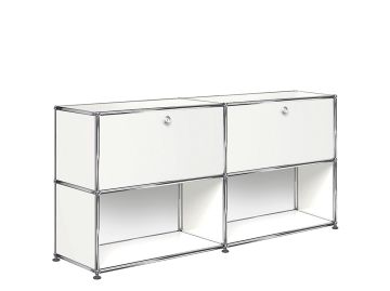 Modernes USM Haller Sideboard mit 2 Klappen oben und 2 offenen Fächern unten - stilvoller Stauraum für jeden Raum.