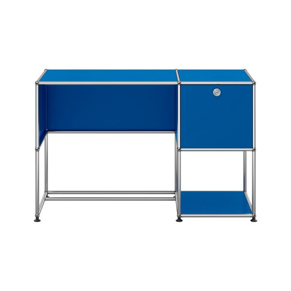 USM Haller Schreibtisch in enzianblau - Frontansicht