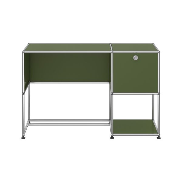 USM Haller Schreibtisch in olive - Frontansicht