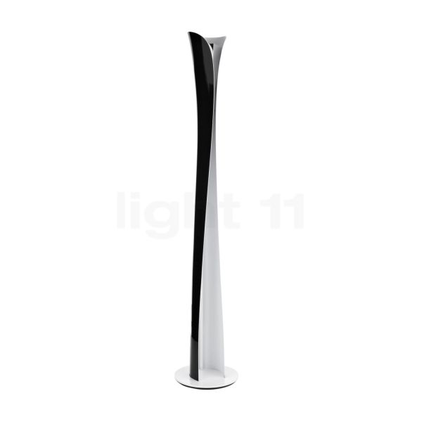 Die Stehleuchte Cadmo zeichnet sich durch ein hohes, modernes schwarz-weißes Design mit einer schlanken, gedrehten Form auf einem runden Sockel aus, das von der Eleganz von Artemide inspiriert ist.