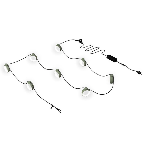 Fünf runde Lichterketten für den Außenbereich an einem schwarzen Kabel und einem Netzadapter - perfekt als Hoopik Girlande (Kaktus), um jeden Raum drinnen oder draußen zu erhellen.