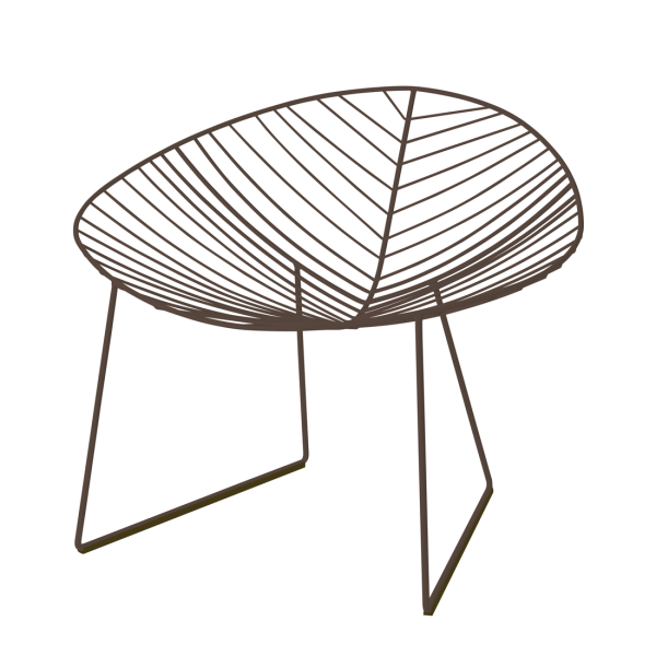 Der Leaf Loungesessel mit minimalistischem Drahtgestell verfügt über einen Sitz mit Blattmuster und schlanke, abgewinkelte Metallbeine, die von Lievore Altherr Molinas Design inspiriert sind.