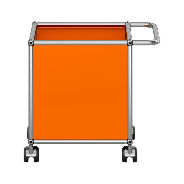 USM Haller Rollwagen / Aufbewahrungsbox in orange-Frontansicht