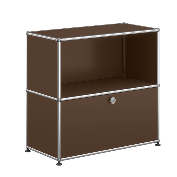 USM Haller Sideboard mit 1 Klapptür in braun , Schrägansicht