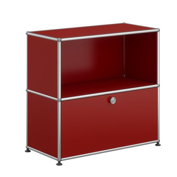 USM Haller Sideboard mit 1 Klapptür in rubinrot , Schrägansicht