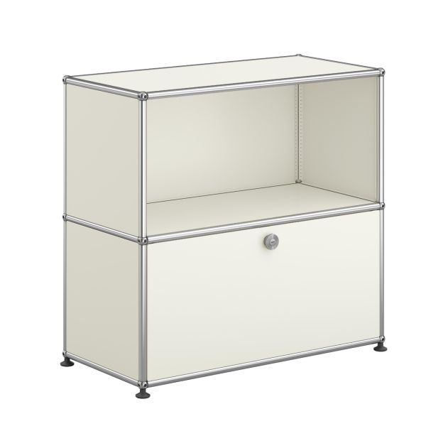 USM Haller Sideboard mit 1 Klapptür in reinweiß , Schrägansicht
