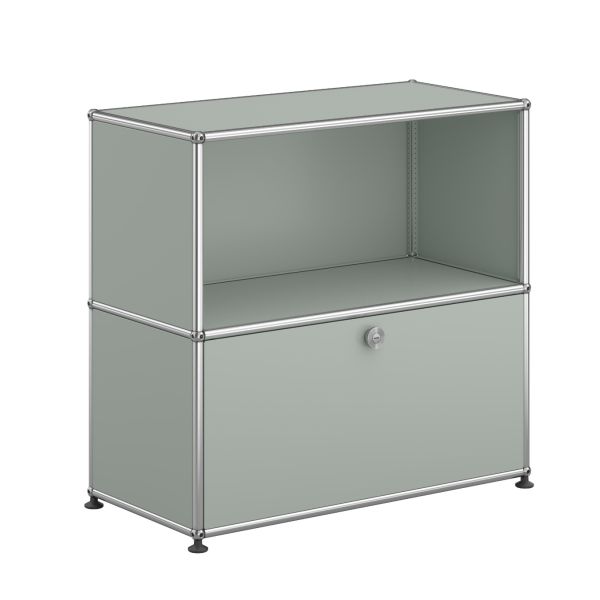 USM Haller Sideboard mit 1 Klapptür in lichtgrau , Schrägansicht