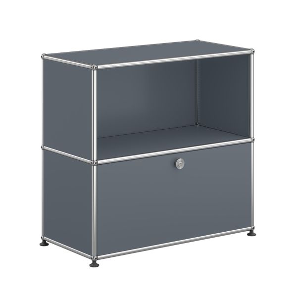 USM Haller Sideboard mit 1 Klapptür in mittelgrau ,Schrägansicht