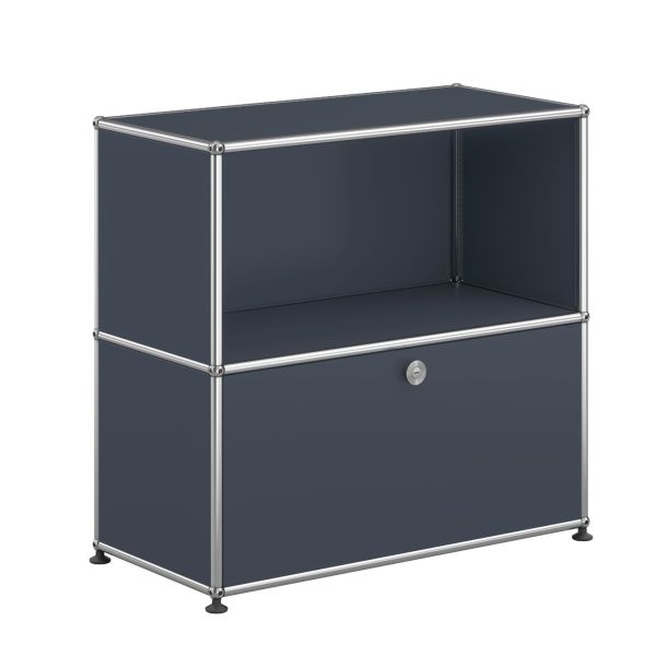 USM Haller Sideboard mit 1 Klapptür in anthrazitgrau , Schrägansicht