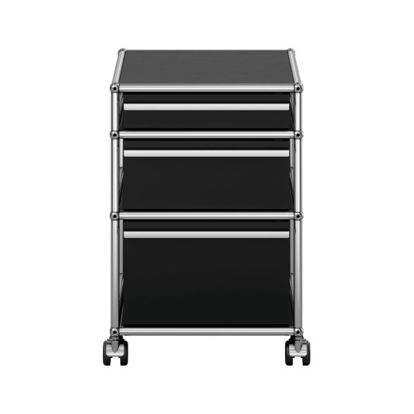 USM Haller Rollcontainer in graphitschwarz- Frontansicht