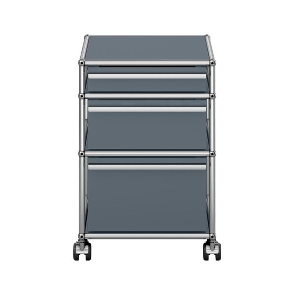 USM Haller Rollcontainer in mittelgrau - Frontansicht